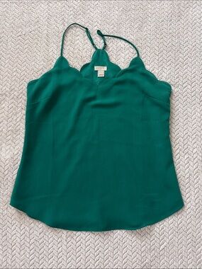 J. Crew Green Scallop-Trim Camisole